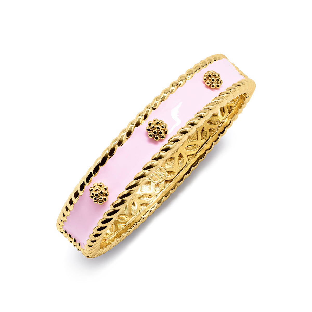 Berry Enamel Small Hinged Cuff -Pastel Pink