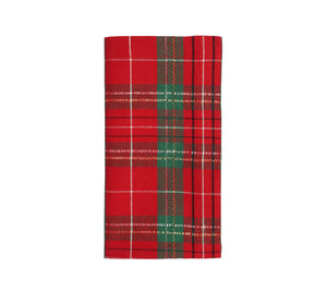 Kim Seybert Xmas Plaid Napkin in Red, Green & Gold