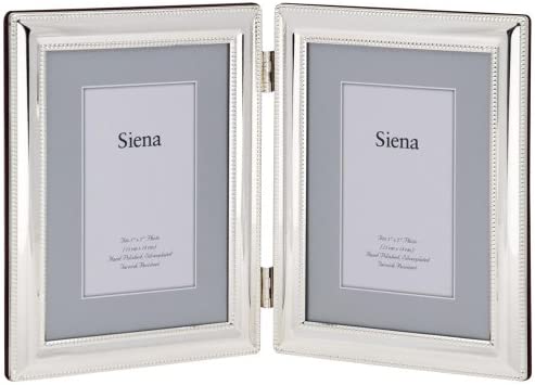 Double Border Beaded Siena Silverplate Double Frame