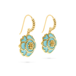 Capucine Enamel Blossom Drop Earrings - Turquoise