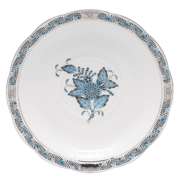 Herend Chinese Bouquet Tea Saucer, TURQUOISE & PLATINUM
