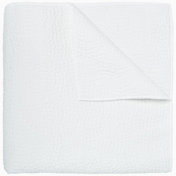 John Robshaw Organic Hand Stitched White Coverlet, Full/Queen