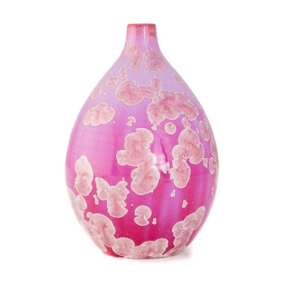 Simon Pearce Rose Crystalline Teardrop Vase - Medium