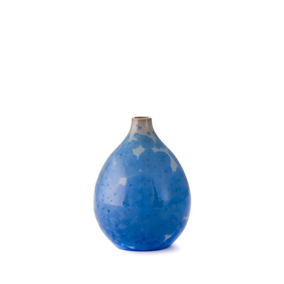 Simon Pearce Cobalt Crystalline Teardrop Vase - Small