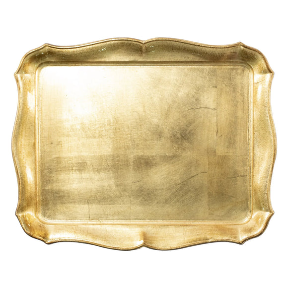 Florentine Wood Accessories Gold Rectangular Tray