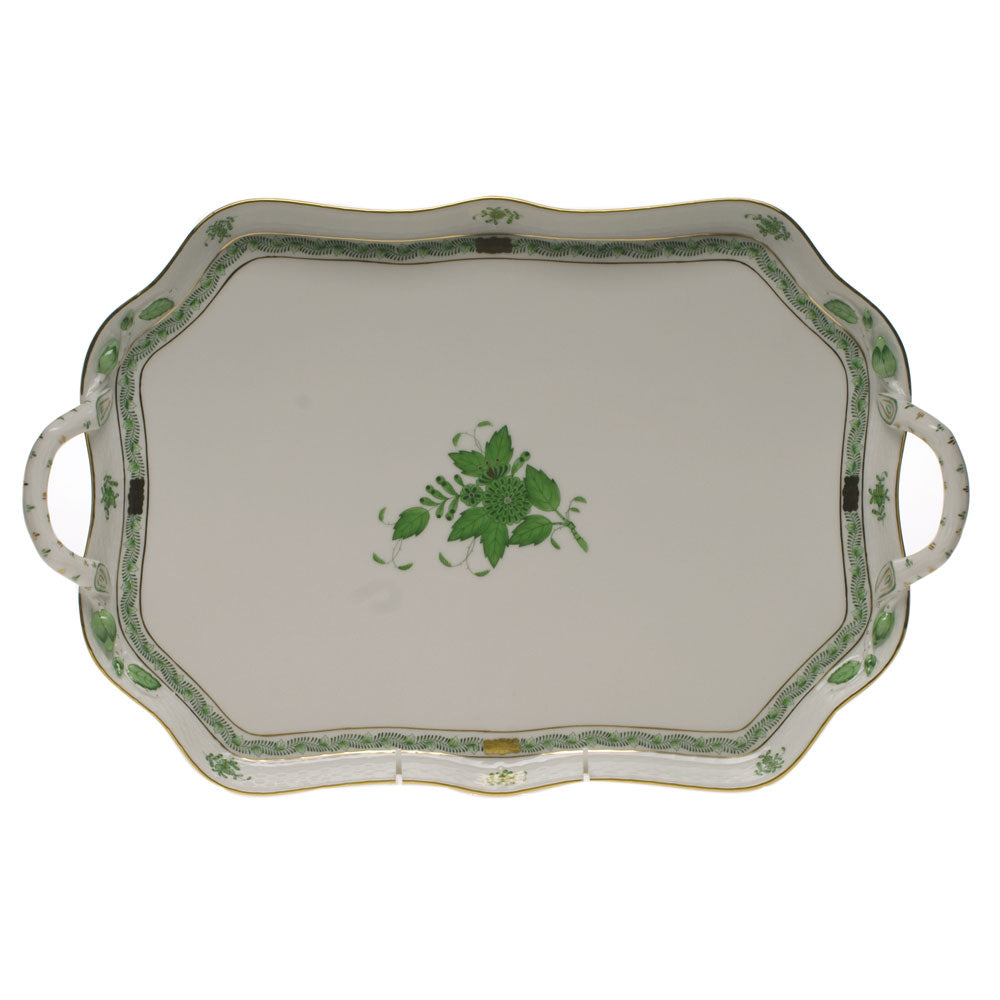 Herend Rec Tray w/Branch Handles