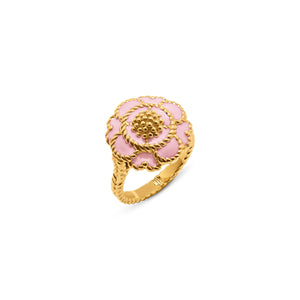 Capucine Enamel Blossom Ring in Pastel Pink - size 7