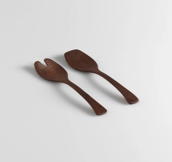 Salad Servers, 13" Black Walnut
