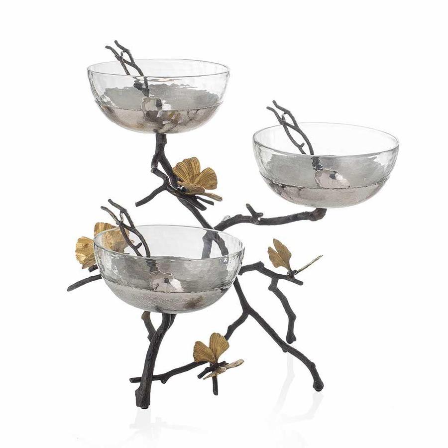 Michael Aram Butterfly Ginkgo Triple Bowl Set w/ Spoons