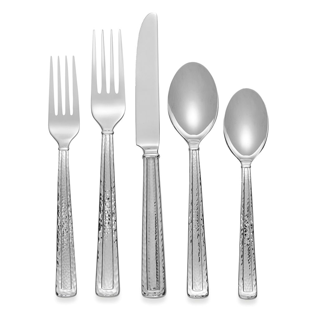Hammered 5pc Cutlery Set Silver, Noir mat