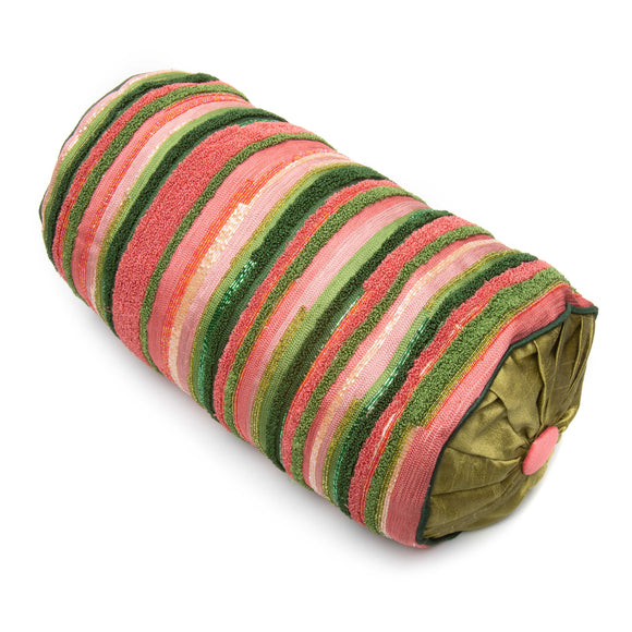 Really Rosy Stripe Bolster Pillow