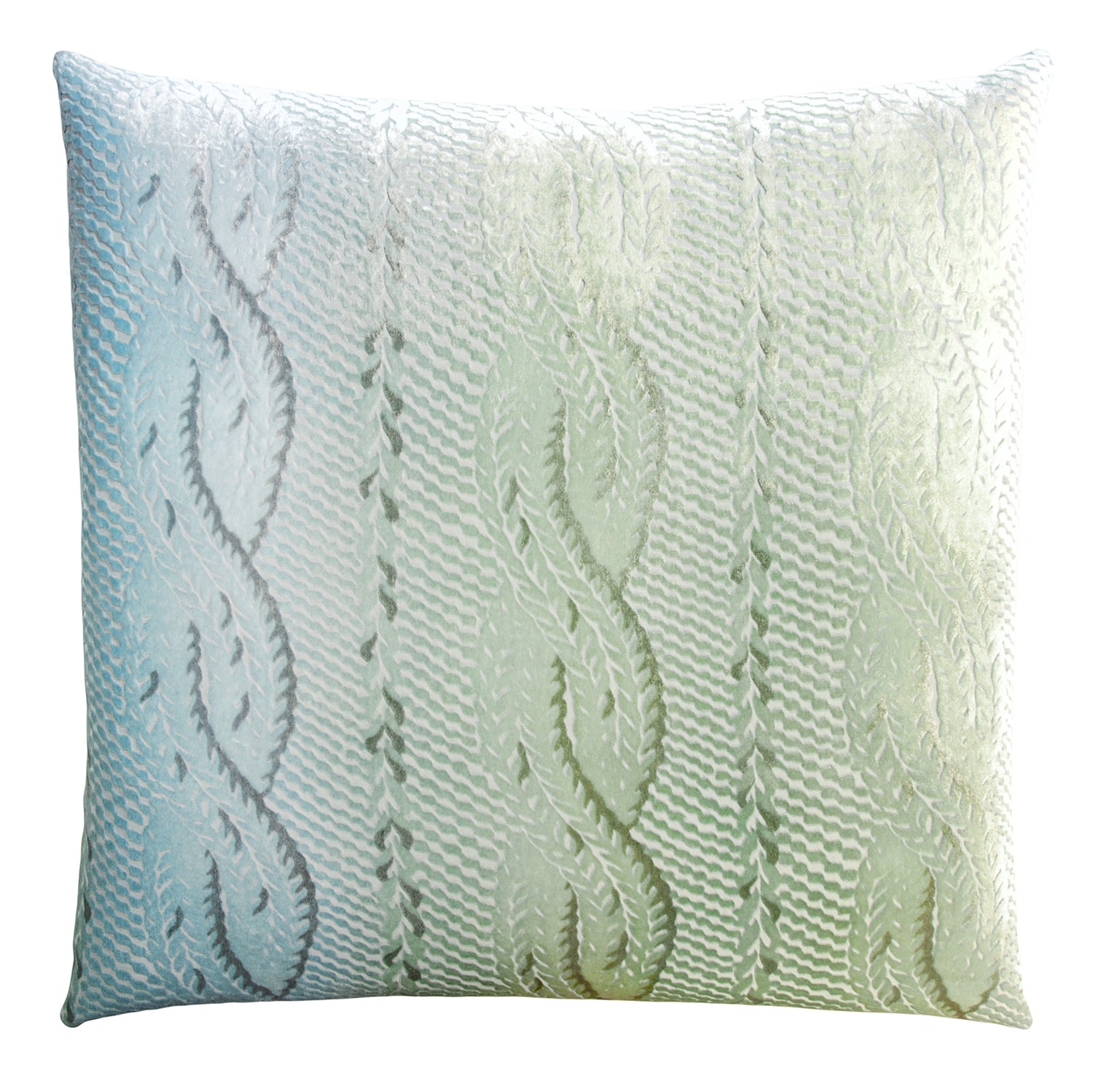 Cable Knit Velvet Pillow - Ice