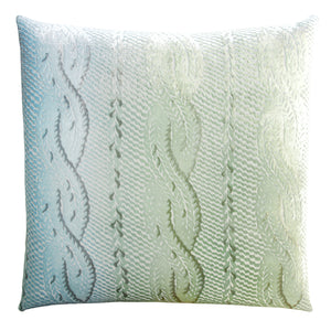 Cable Knit Velvet Pillow - Ice