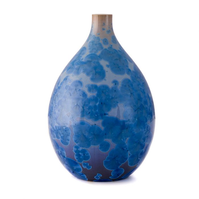 Simon Pearce Cobalt Crystalline Teardrop Vase - Medium