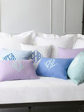 Matouk Custom Insignia Monogrammed Pillow - Azure with Sailor Blue Tape