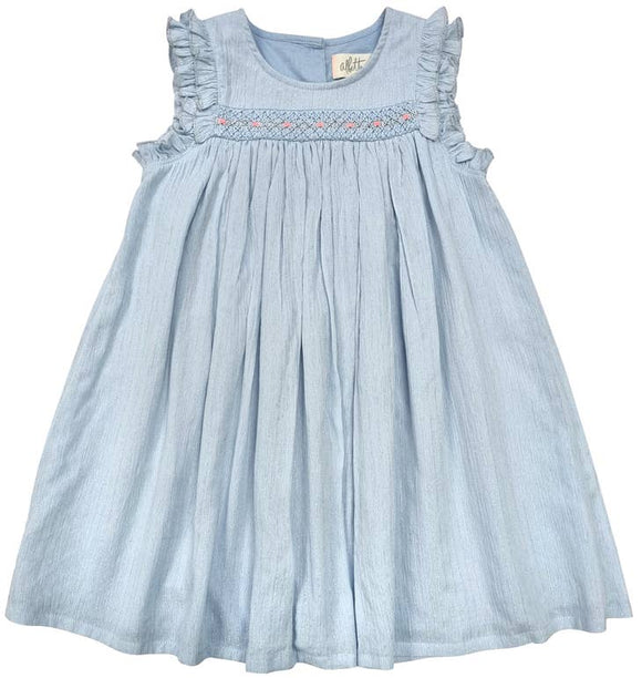 Blue Sparkle Hand Smocked Dress, 1-2Y Blue Sparkle/Cotton