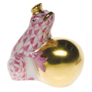 Herend Frog with Crown -Raspberry