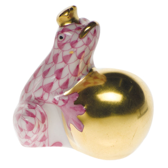 Herend Frog with Crown -Raspberry