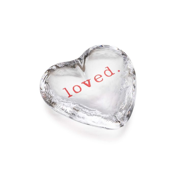 Simon Pearce Engraved "Loved" Highgate Heart in Gift Box, Medium