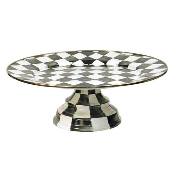 Courtly Check Enamel Pedestal Platter, Large - Thumbnail 3