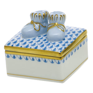 Herend Baby Bootie Box, Blue