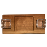 Cherry Board with 2 Glass Bowls & Well