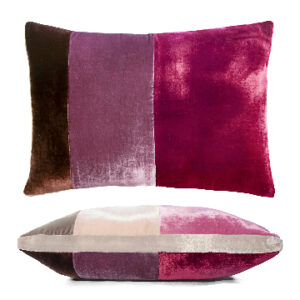 Color Block Velvet 14x20 Pillow - Pink