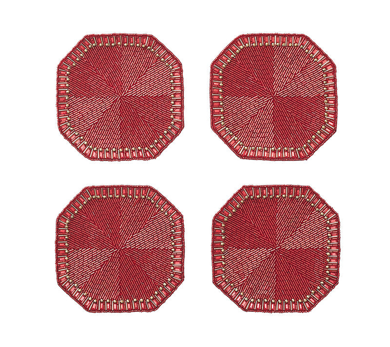 Kim Seybert Louxor Coasters in Red s/4