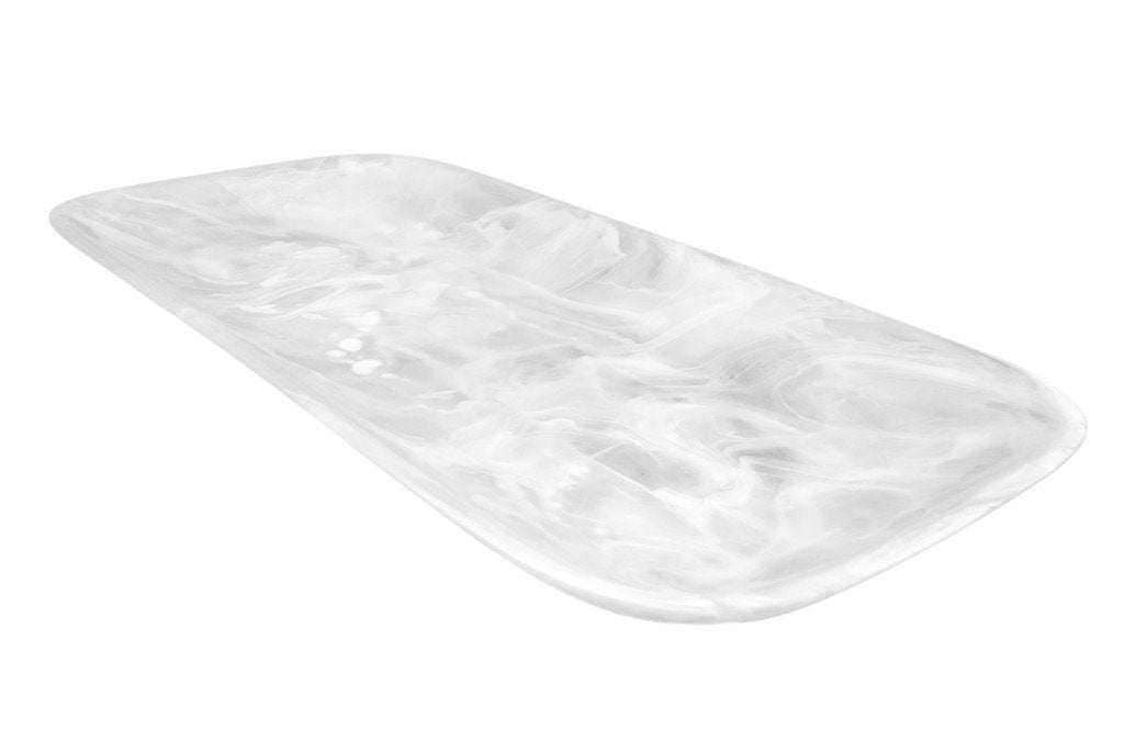 Nashi Classical Rectangle Platter, White Swirl