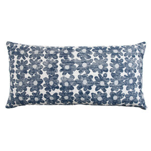 Daisy Performance Pillow, Navy 10x20
