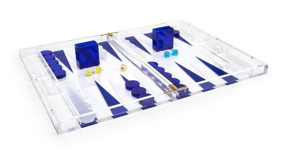 Acrylic Backgammon Set - Blue