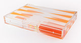 Acrylic Backgammon Set - Orange/Clear