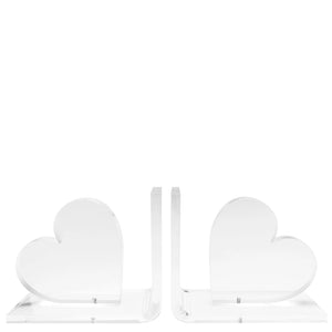 Clear heart bookends