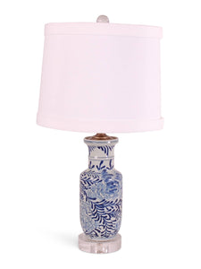 Blue & White Palm Floral Lamp