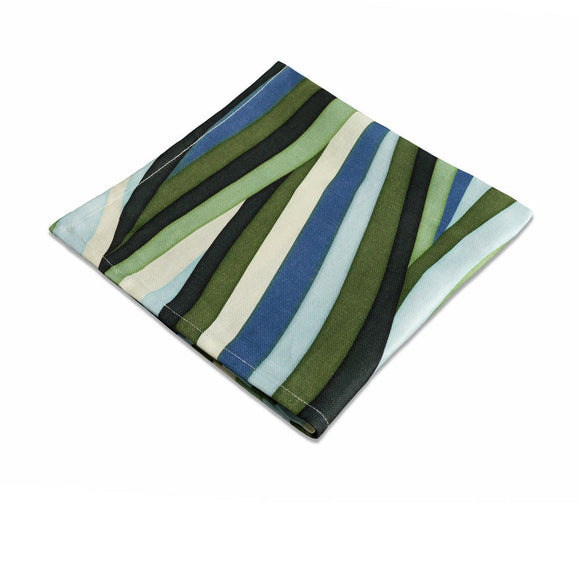 Linen Sateen Landscape Napkins - Blue + Green (Set of 4)