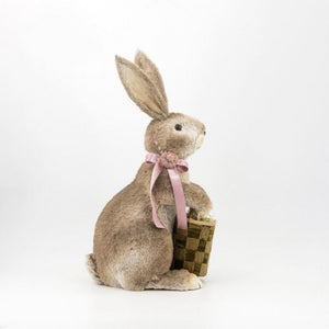 Display "Fur" Bunny with Bow & Basket 22"