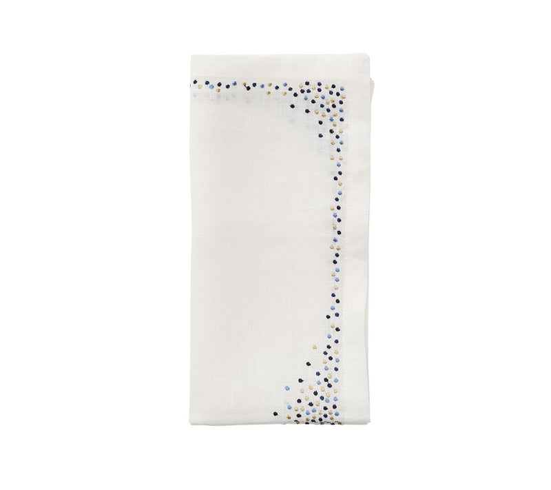 Kim Seybert Pin Dot Napkin - White & Navy