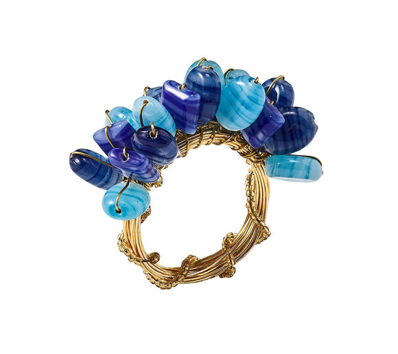 Kim Seybert Poppy Napkin Ring - Blue
