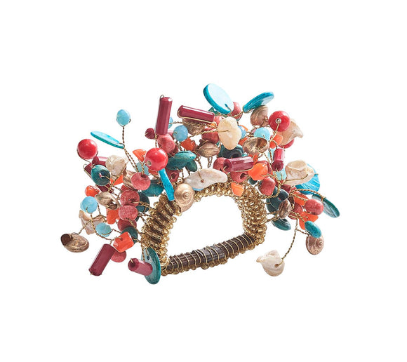 Kim Seybert Cozumel Napkin Ring - Coral & Turquoise