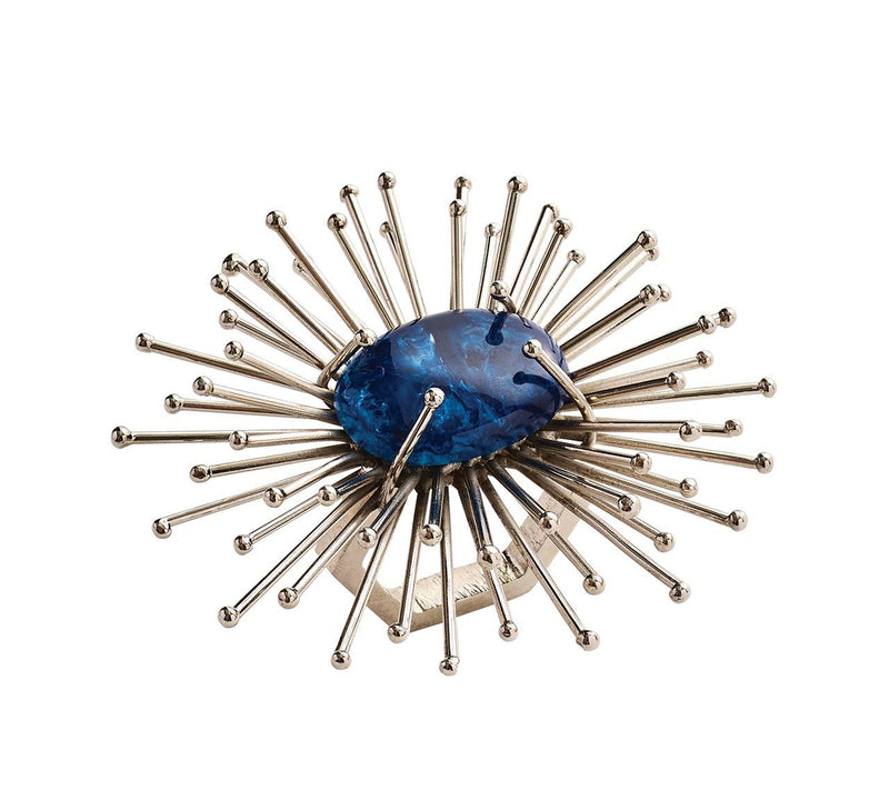 Kim Seybert Flare Napkin Ring - Cobalt & Silver - DISCONTINUED