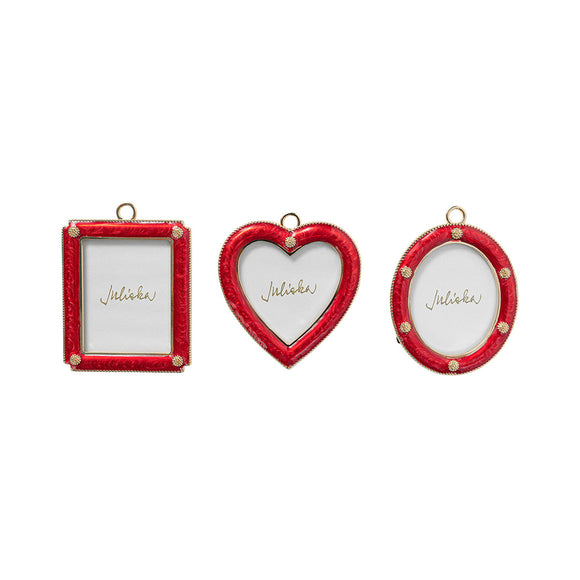 Juliska Berry & Thread Enamel Frame Ornaments Set of 3 - Ruby