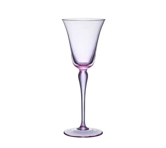 Wine Glass Tulip Shaped Glasses Goblets ' Lilac' 6-pc Hand Blow