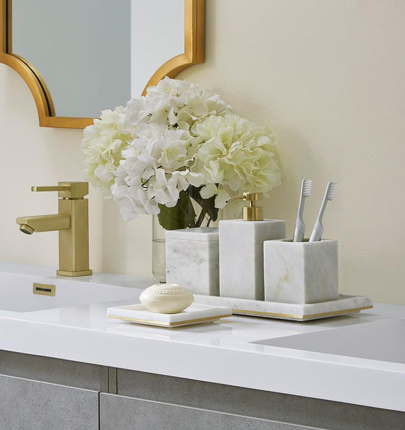 Sferra Pietra Soap Dispenser White & Gold