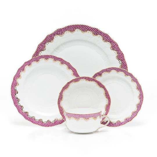 Herend Pink Fish Scale Dinnerware