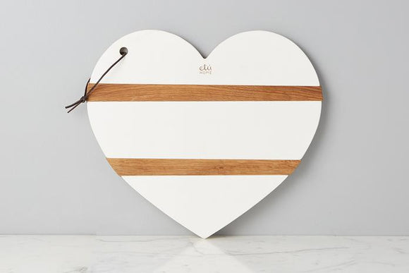 White Mod Heart Charcuterie Board, Large