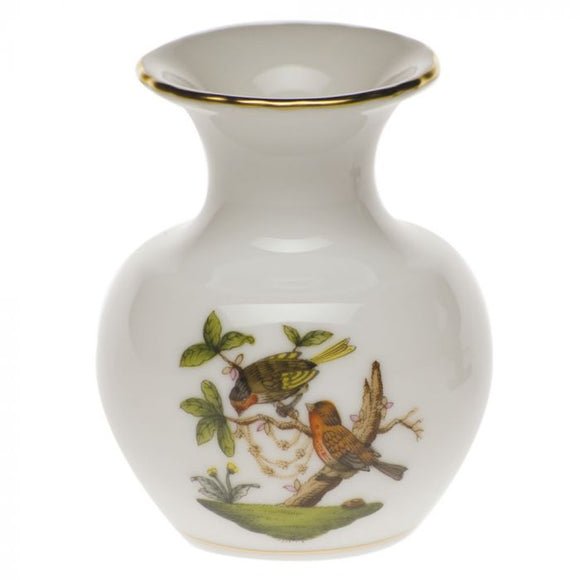 Herend Medium Bud Vase with Lip, Rothchild Bird