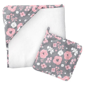 Hooded Towel/Washcloth Set, Flower