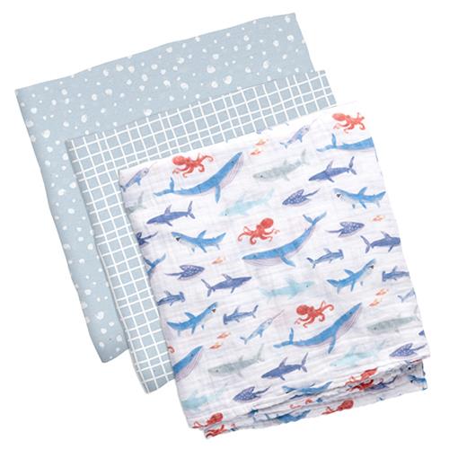 Shark Muslin Blanket Set/3