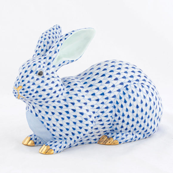 Herend Large Lying Bunny - Blue