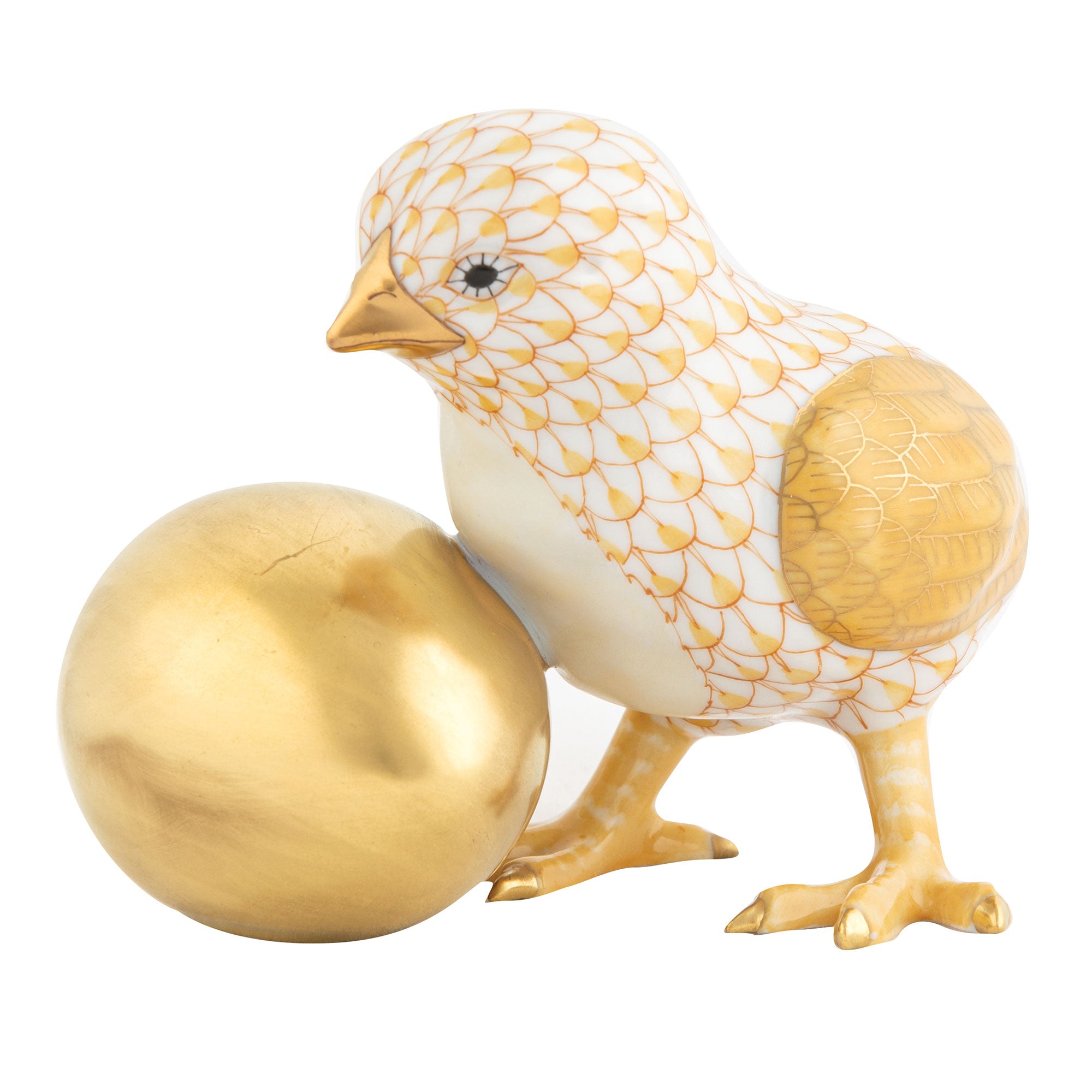 Herend Baby Chick with Egg, Butterscotch